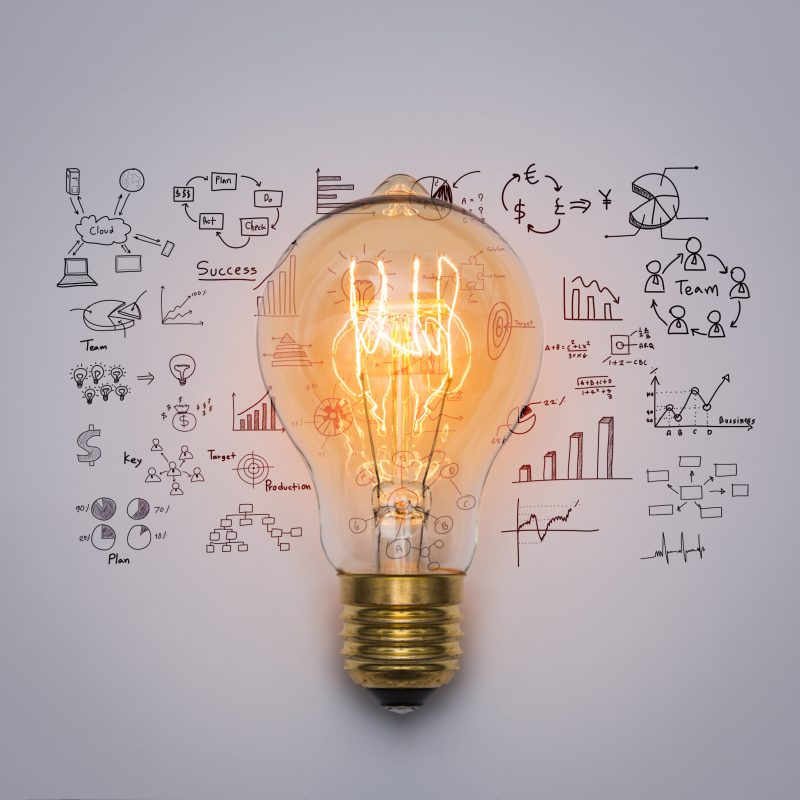 Light bulb with drawing graph Light bulb with drawing graph